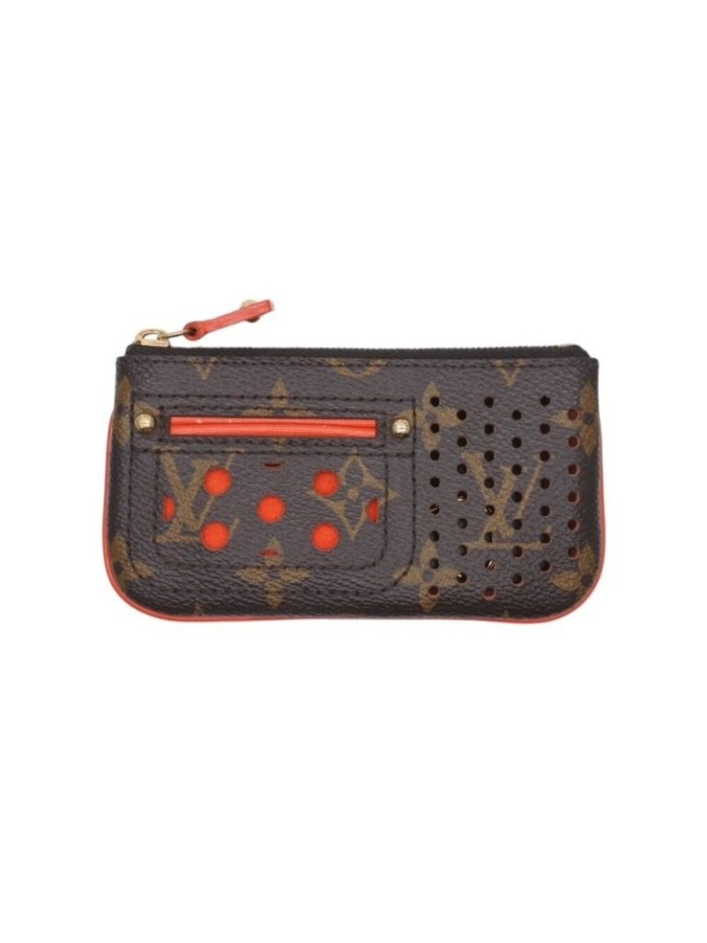 Louis Vuitton Pochette Cles Coin Purse Monogram Perfo Leather Orange